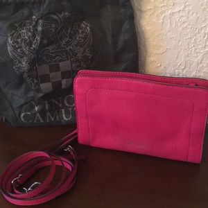 Auth Vince Camuto Pink Leather crossbody clutch